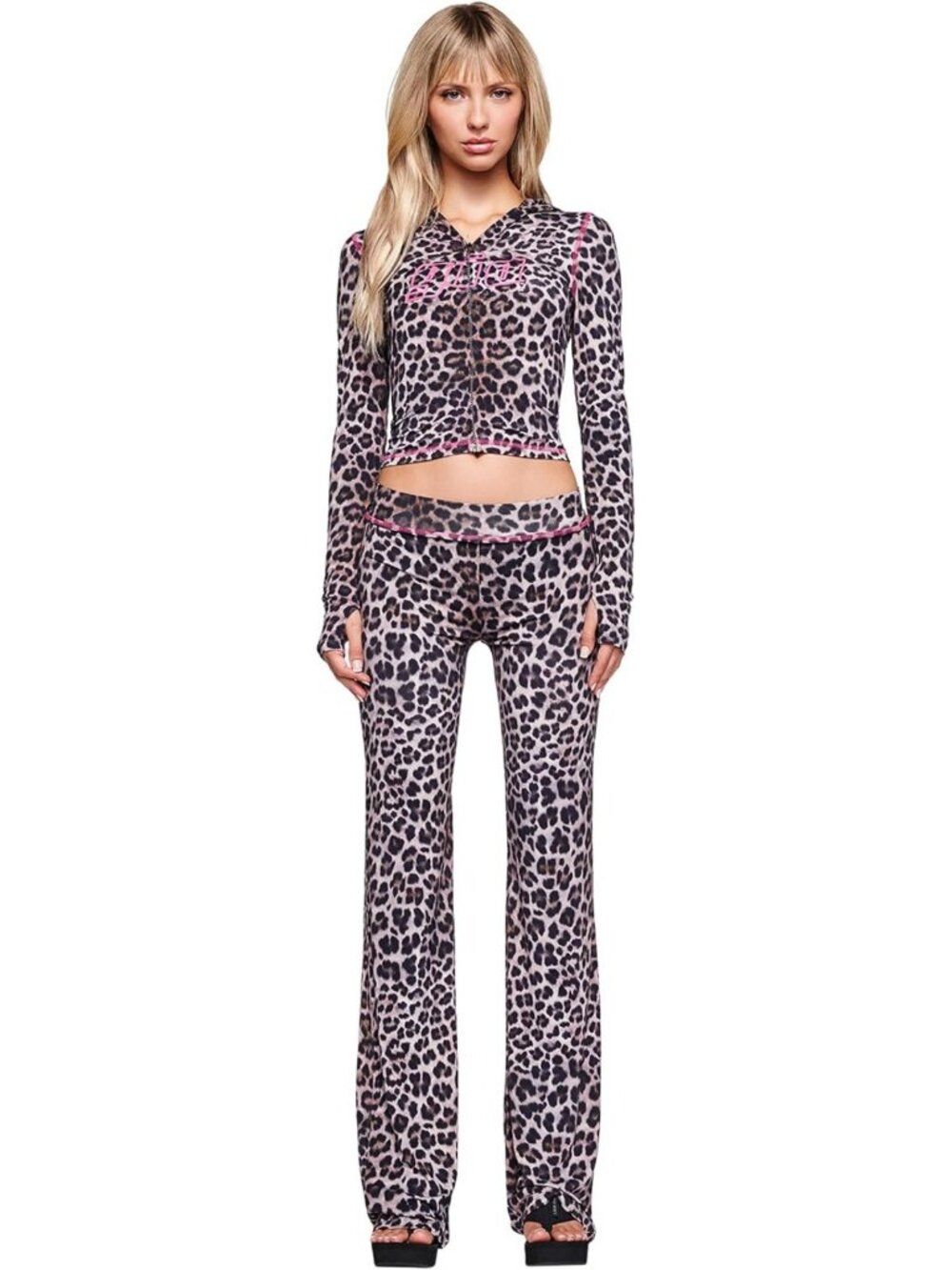Semi-Sheer Low Rise Flare Leg Track Pants for Women - Trendy & Comfortable Fit